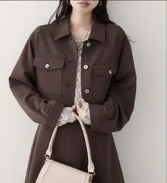 最終値下げ　natural couture　クロップドジャケット　ブラウン