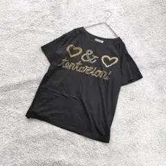 C572【ラーナ】Tシャツ/半そで/ハート/ビジュー/コットン100%のサムネイル