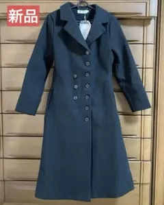 新品　黒のボタン付きロングコート Mサイズ
