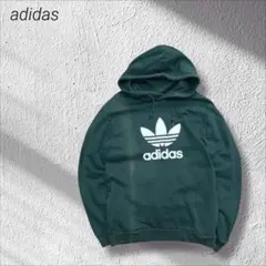 アディダスadidasスウェットパーカートレフォイル￼XLフェード緑古着