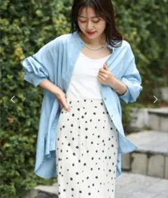 CIAOPNIC TYPY リネンバンドカラーシャツ　サックスブルー