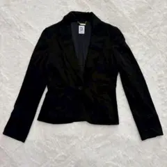 ◆ミッシェルクラン　テーラードジャケット　ステッチ　フォーマル　オフィス　黒　M