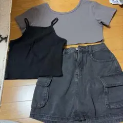 gu 子供用 夏服 セットアップ タンクトップ スカート Tシャツ