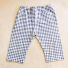 新品　西松屋　パンツ　ギンガムチェック　水色　110