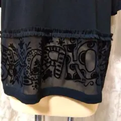 トクコプルミエヴォル 刺繍、レース シースルーチュール 羽織り ブラック トクコプルミエヴォル 刺繍、レース シースルーチュール 羽織り