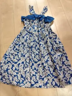 オールオルン　サマードレス　リゾートワンピース　ノースリーブドレス ブルー 花柄のサムネイル