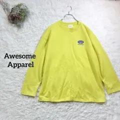 【オーサムアパレル】スウェット　トレーナー　バックプリント　イエロー系　Lサイズ