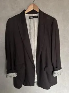 ZARA／ザラ　テーラードジャケット　ブレザーリネン　グレー　Mサイズ