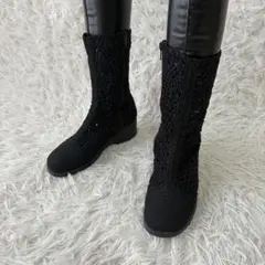 美品✨センソユニコ t.b ブーツ レース サイドジップ ブラック 23 日本製のサムネイル