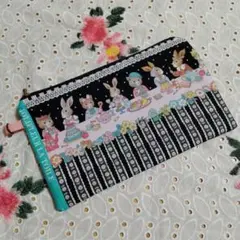 フラットポーチ　ハンドメイド　ジョリーフルール