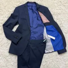 【美品】ZARA MAN スーツ　セットアップ　ネイビー　ストレッチ　XL