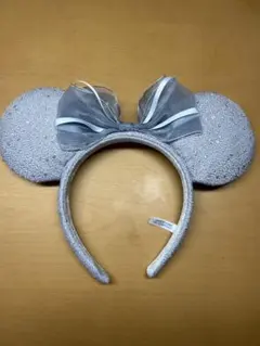 ディズニー　ミニーカチューシャ　ツイード　ブルー