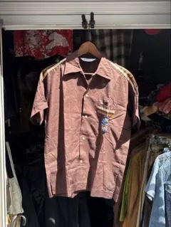 FLAT HEAD】レーヨンシャツ サーモンピンク ギャバジャン 開襟 50s