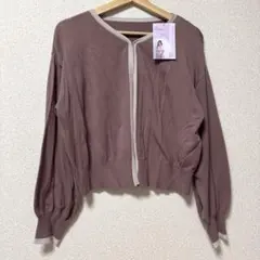 4L❇︎ NOWNOW 配色ショート丈カーディガン ダスティピンク 大きいサイズ