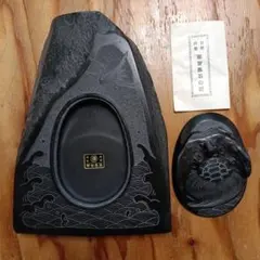 那智黒石 硯 月と雲の彫刻 書道用品 - メルカリ