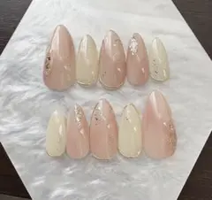 ネイルチップ　オーダー　ニュアンス　ラメ　淡ピンク