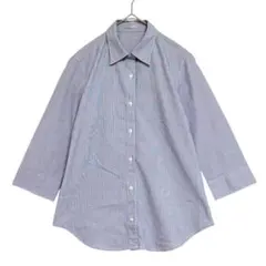 GU ジーユー　ストライプ 七分袖 ブラウス　薄手　水色　M