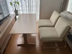 【美品／引取限定】無印良品／ダイニングテーブル＋チェア２脚セット