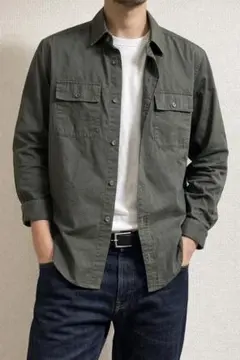 未使用J.N.R.D 長袖ワークシャツ M ミリタリー オリーブ系