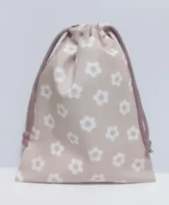 巾着袋 25×20 くすみピンク 花柄 ハンドメイド