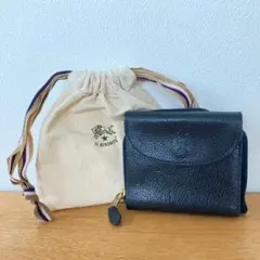 【美品】 イルビゾンテ IL BISONTE ブラック 三つ折り財布 保存袋付き
