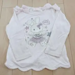 メゾピアノ　mezzo piano ウサギ刺繍　ピンク　110 長袖トップス