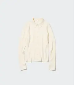 UNIQLO エクストラファインメリノリブポロカーディガン (オフホワイト)