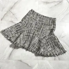 M18281 極美品　リリーブラウン　フリンジツイードスカート　フレア　サイズ1