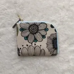 北欧フラワーナチュラル❦L字ファスナーミニ財布❦ハーフウォレット❦ハンドメイド
