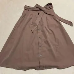 ミドル丈 スカート 秋物 ブラウン フレアスカート レディース Mサイズ 膝下