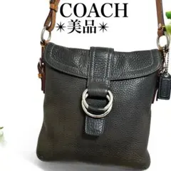 美品✨コーチ ワンショルダーバッグ クロスボディ 斜め掛け レザー 本革 黒×茶