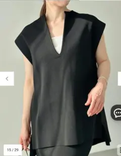 アンフィーロ　ニットベスト　ジレ　黒　M タグ付のサムネイル