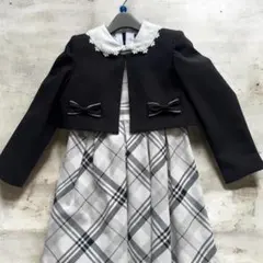 130 フォーマルドレス チェック柄 ワンピース&ジャケット 入園 卒園