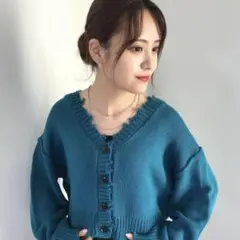 【INGNI】ブロークンVネックショートカーディガン