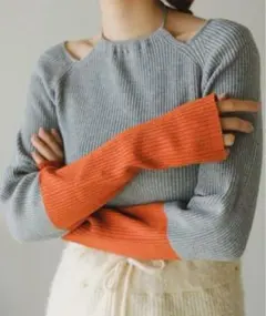Kastane 袖配色アメスリリブニット