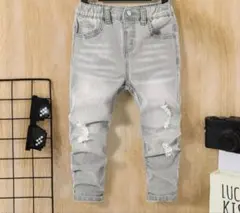 5～6歳 110-116cm ダメージデニム グレーデニム