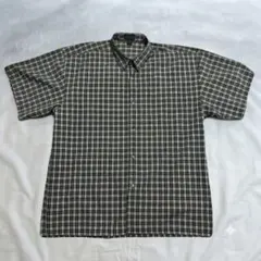 90s チェック柄 半袖シャツ 3XL ストリート ビッグシャツ グリーン