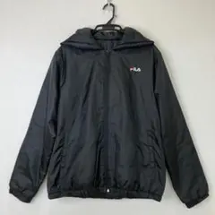 FILA ナイロンジャケット メンズ LL ブラック 中綿 フルジップ パーカー