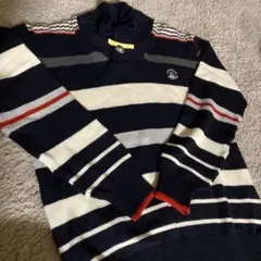 ストライプデザイン ハイネックニットセーター