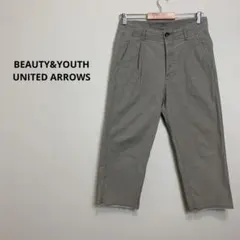ビューティ&ユース サテン1プリーツワイドアンクルパンツ グレー ストレッチのサムネイル