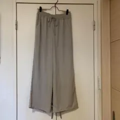 ベージュ ワイドパンツ ゴムウエスト　Lのサムネイル