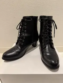 値下げ！！[KYOETSU] 袴用ブーツ 卒業式 黒 24.5㎝編上げ