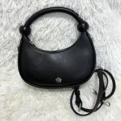 極美品　マリークヮント ハーフムーンメタルデイジー 2WAYショルダーバッグ　黒