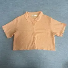 RETRO GIRLオレンジ ショート丈 シャツ FREE SIZE