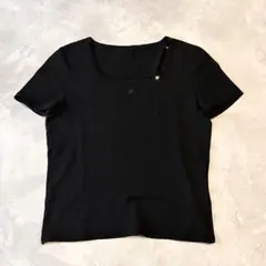 クレージュ ニットカットソー スクエアネック 半袖 スパンコール 黒のサムネイル