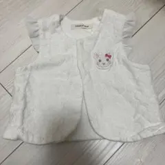 クーラクール　ウサギ刺繍 ホワイト ベビーベスト 50-80