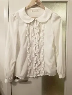 ロリィタ風　白系　レースやフリル付き　長袖ブラウス　クラロリ　王子系