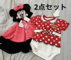 ミニー　なりきり　ロンパース　タオル　しまむら　フード　ディズニー　80 90