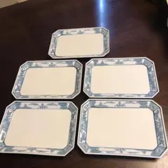 最終価格　青い風景画 八角形皿 5枚セット