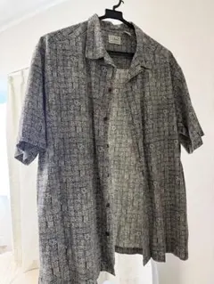 L.L.Bean 幾何学模様 半袖シャツ ネイビー系